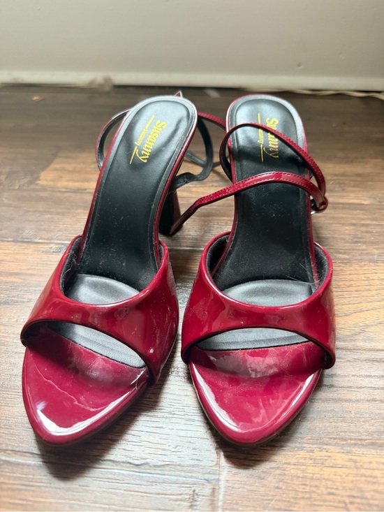 susanny Shoes - Patent Burgundy Strappy Heels